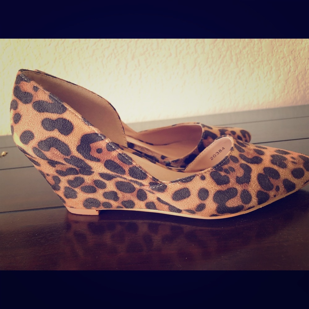 Cute leopard print wedge heels